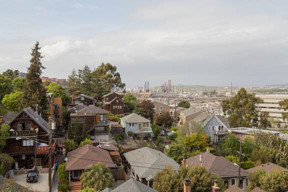 The Point Richmond section of the East Bay city of Richmond, near Chevron's refinery. (Josh Cassidy/KQED News)